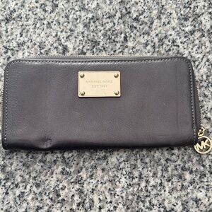 Michael Kors Charcoal Wallet with Gold Accents